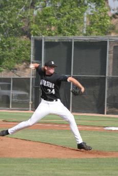 Tommy Hanson throws one of the pitches that earned him the conference pitcher of the year.