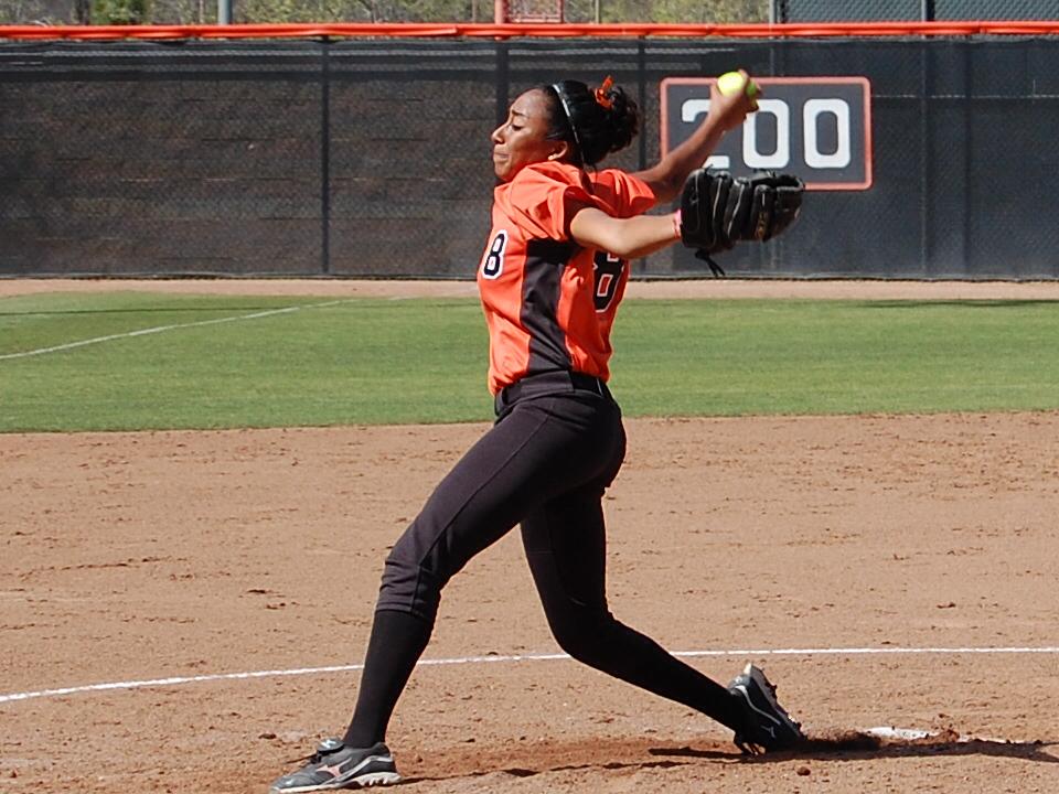 Chelsea Ponce pitching for Riverside City College in 2011. (File Photo)