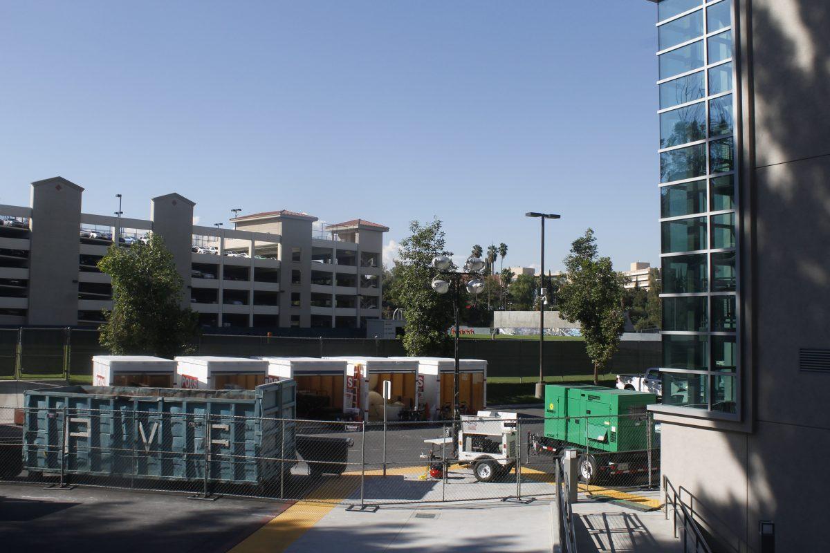 The parking lot in front of the Wheelock Gym was converted into a restoration command center.