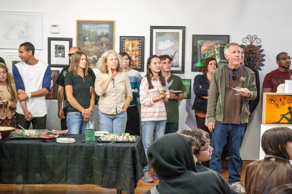 Open Eyes and Ears: Students, family and faculty enjoy refreshments in the art gallery as awards for the night are given. Jose Miranda | Special to Viewpoints