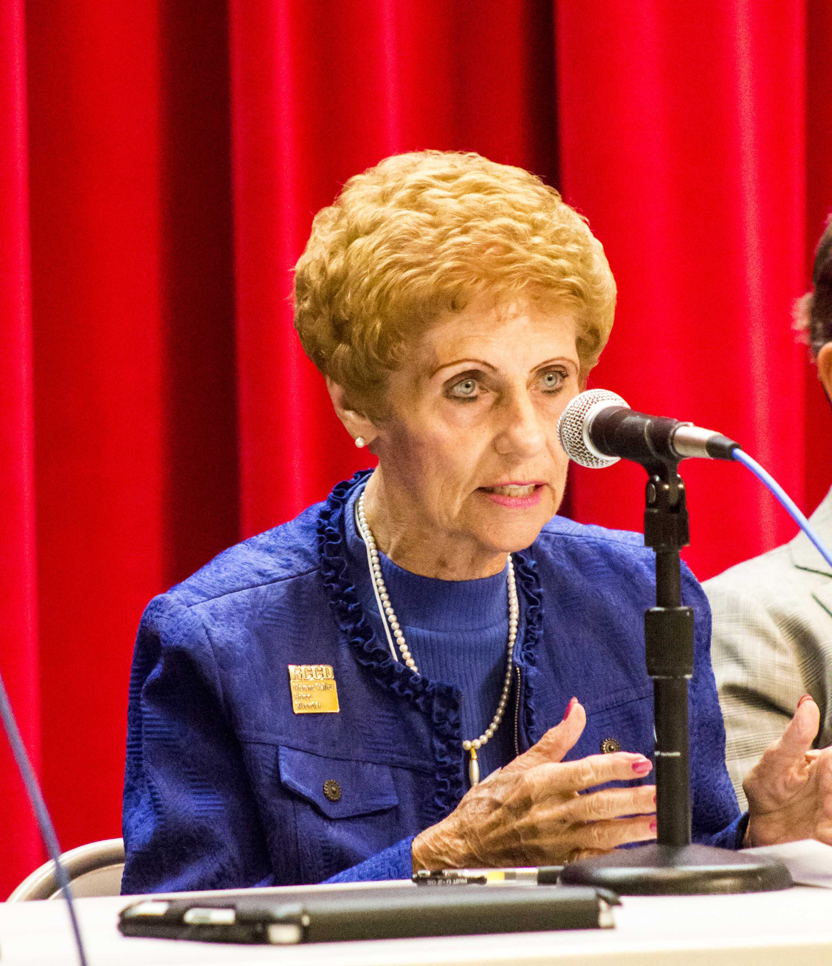 Luis Solis / Photo Editor Forum: Trustee Janet Green speaks at a candidate forum.