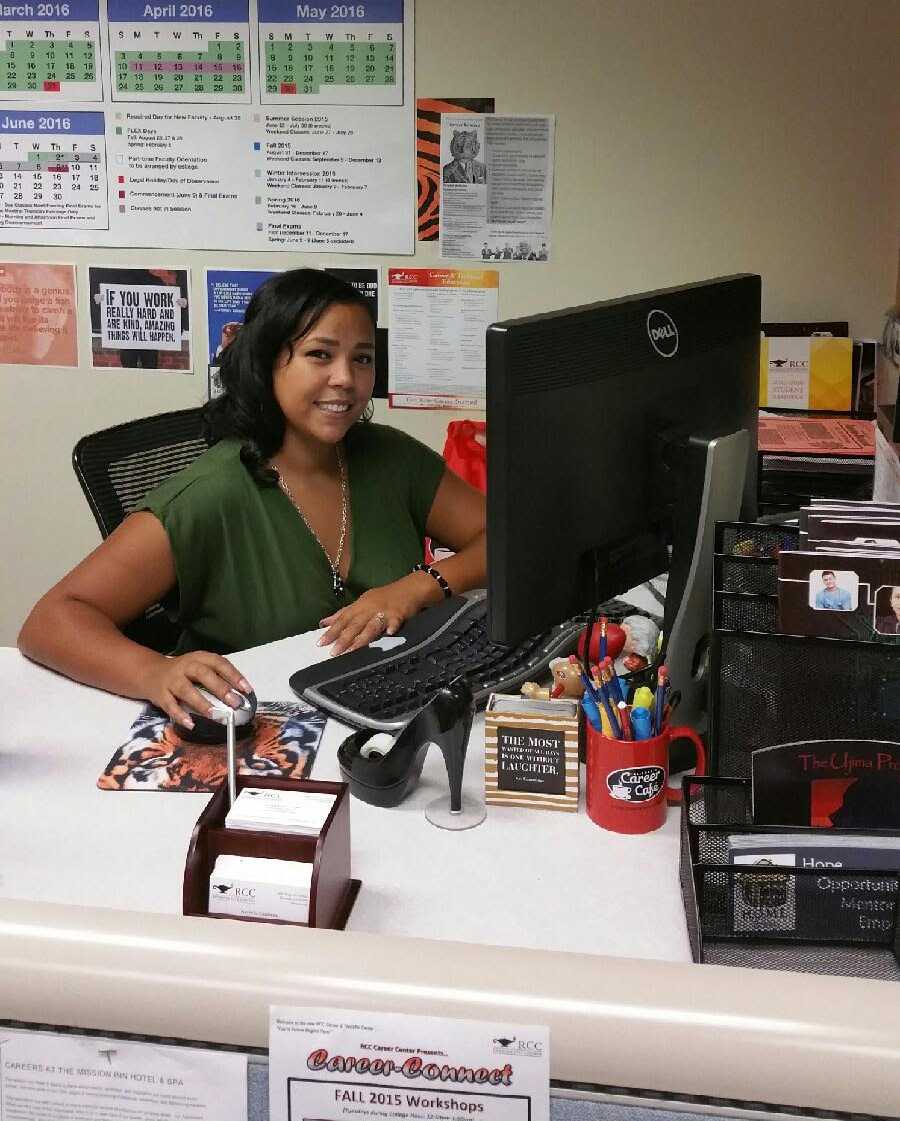 Photo courtesy of RCC Counseling Department Counselor and Career Center Coordinator Monique Greene sit at her desk in the counseling center. The career center had not had a coordinator for over five years, according to Greene.