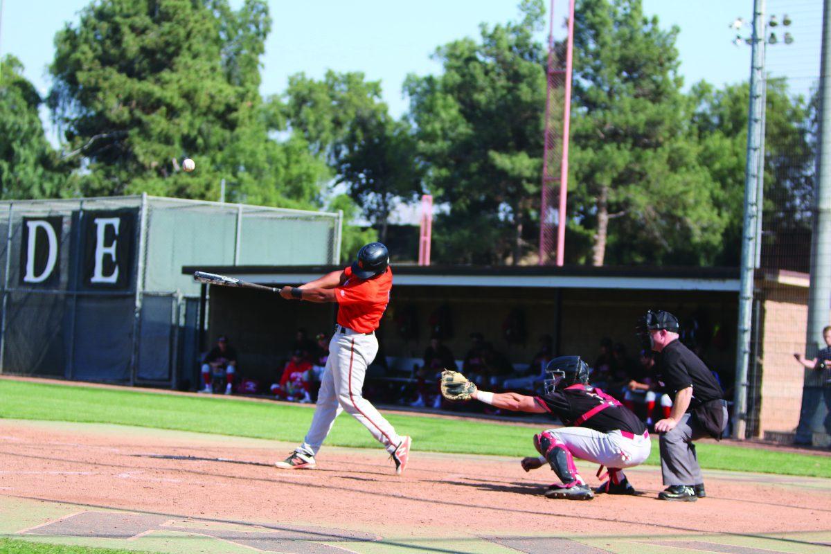 Daniel Martinez hits RBI popfly to left field allowing Dylan Kanoho to score on March 29.
Josh Gandela | Viewpoints
