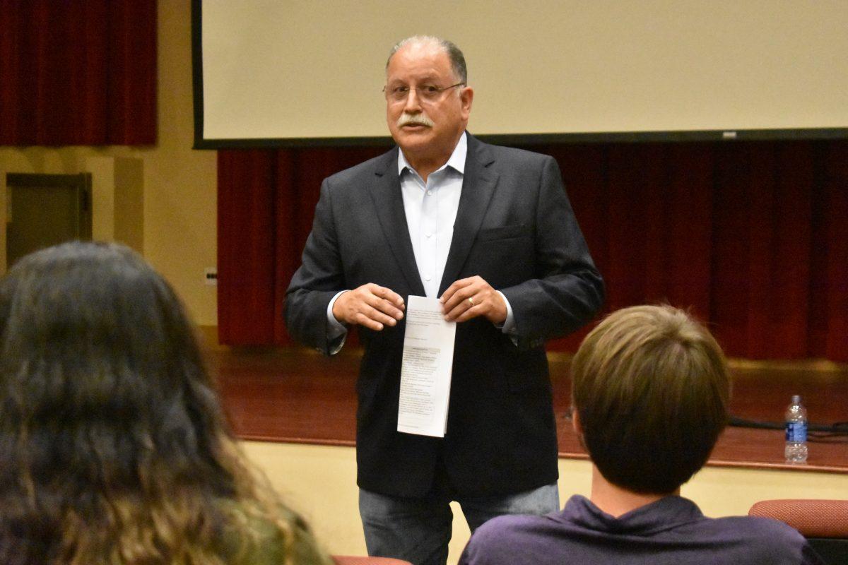 Assemblymember Jose Medina speaks with students in the Digital Library Auditorium in honor of Hispanic Heritage Month on Oct. 10.
Jerome Wong | Viewpoints