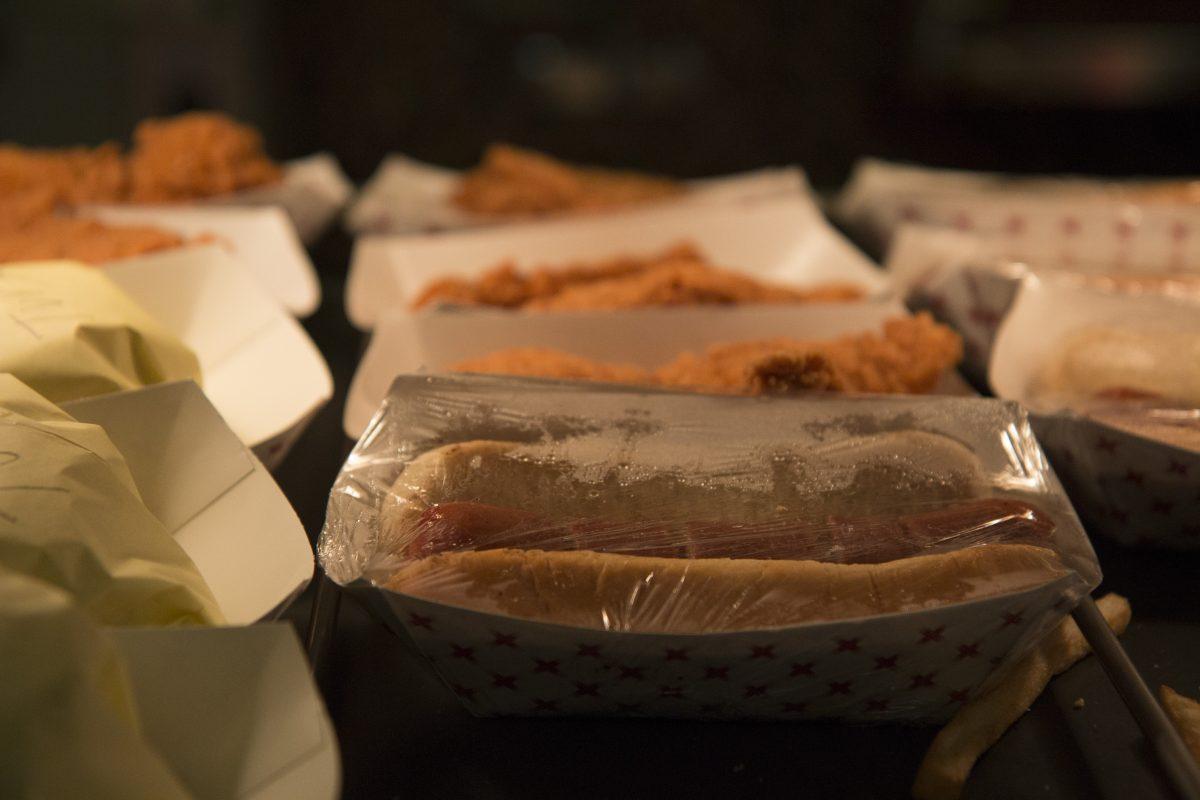 A Pre-cooked hot dog sits in a hot case in the City Grill at Riverside City College.