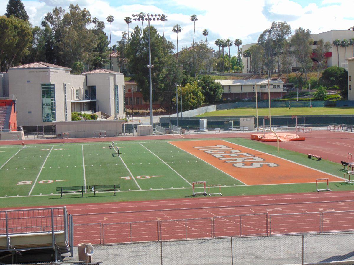 Riverside City College's Wheelock Stadium stands empty May 12, eight week after campus closed due to the COVID-19 pandemic. (Erik Galicia | Viewpoints)