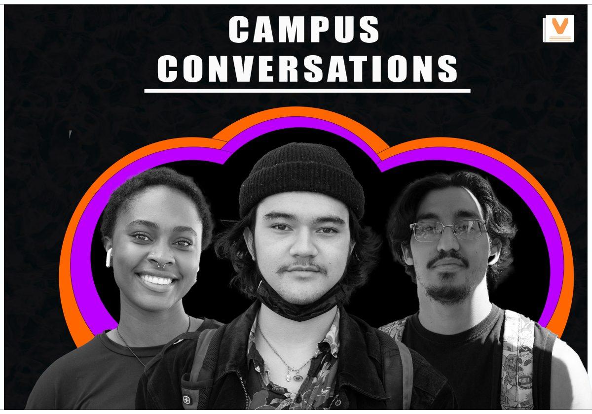 From left: Cydnei Rediford (first-year, elementary education major), Ty Miller (second-year, philosophy major), Gorge Rojas (second-year, sociology major.)

(Daesha Gear | Viewpoints)