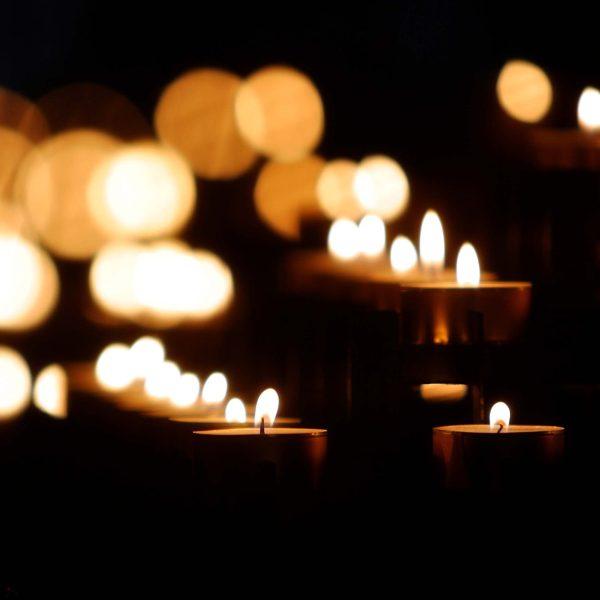 tealight candle lit up