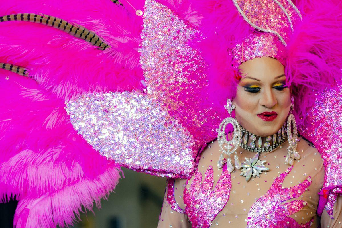 Drag Queen Chyna Nicole performs during the drag show hosted by Riverside City College on May 26 in the cafeteria as part of its month of pride events. Stephen Day | Viewpoints