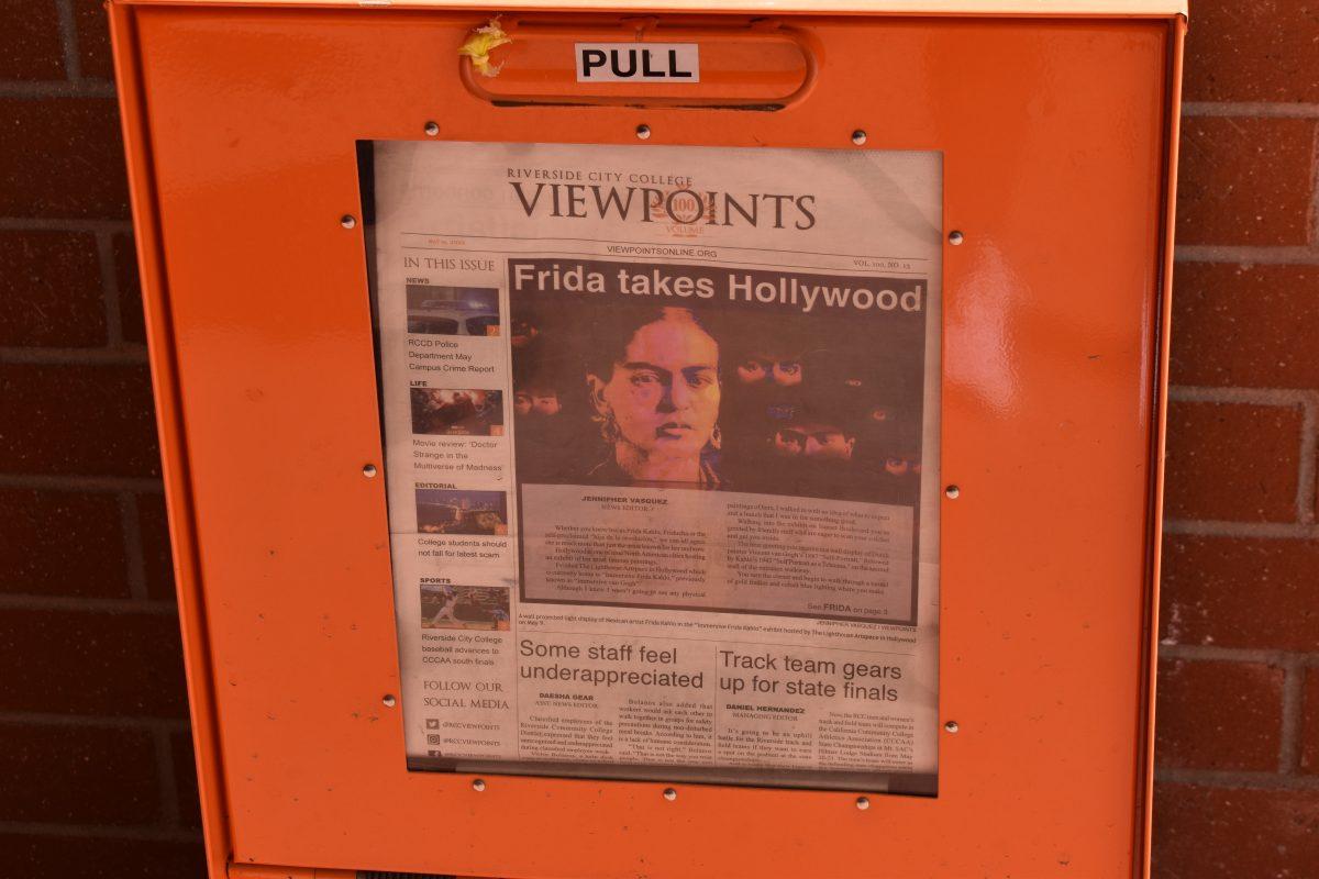 An old Viewpoints news stand displays the 13th issue of the college's paper. (Hannah Padilla-Estrella | Viewpoints)