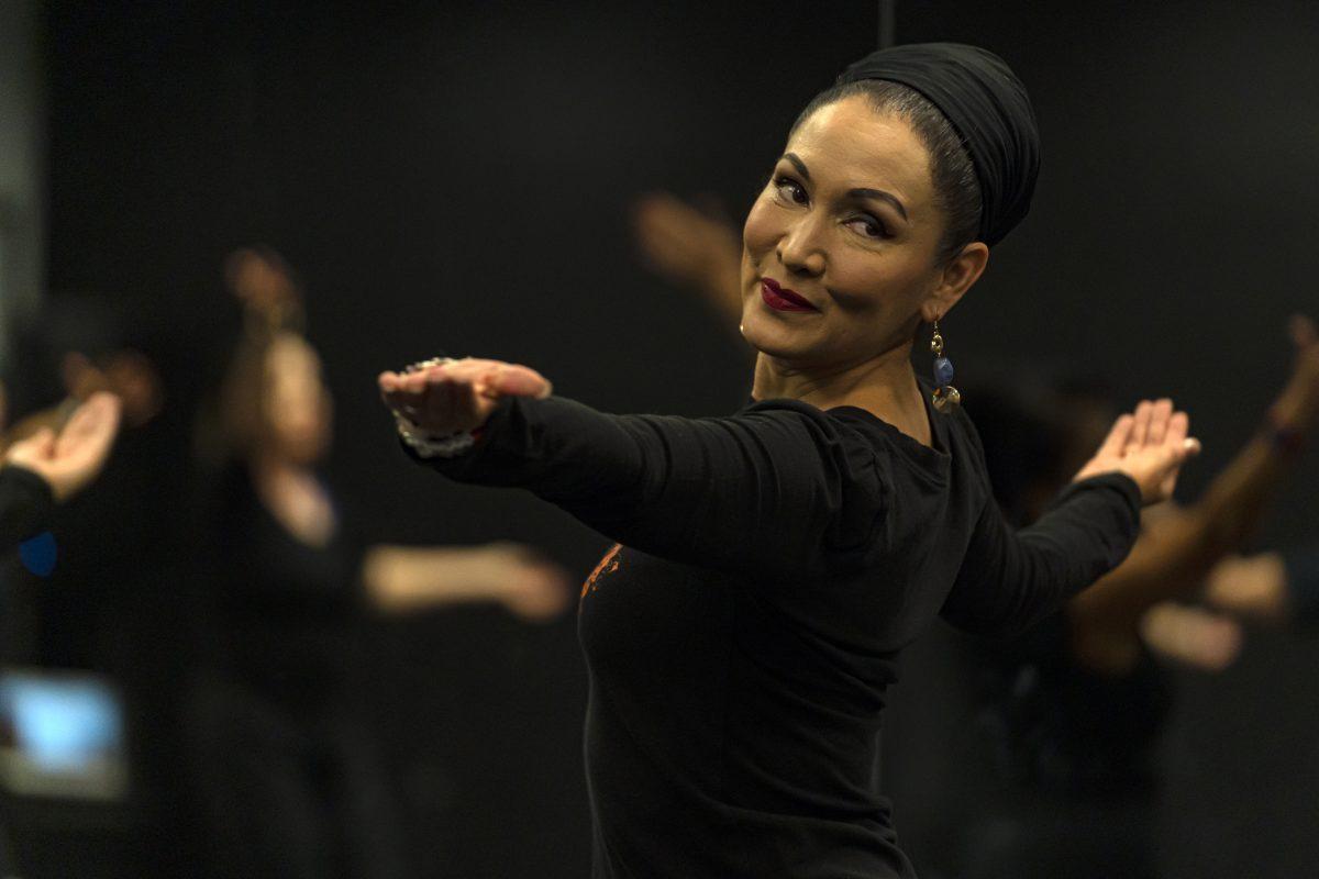 Gabriela Pineault demonstrates the posture and grace expected from a Folklorico dancer at the Leyenda Dance Studio on Oct 23. (Stephen Day | Viewpoints)