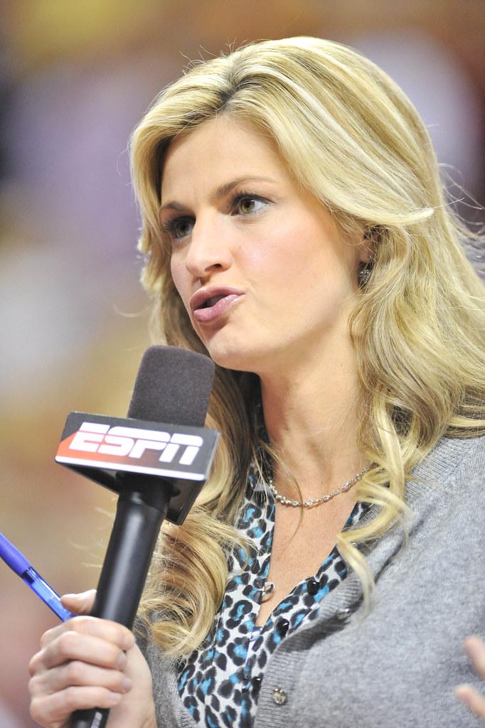 Erin Andrew is one of the best sideline reporters ever. However, she has never advanced in the industry. Photo by Inside Maryland Sports, Flickr.