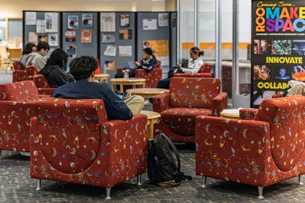 Students enjoy a quiet area of the Salvatore G. Rotella Digital Library and Learning Resource Center on April 4.

Photo by Stephen Day, Viewpoints.