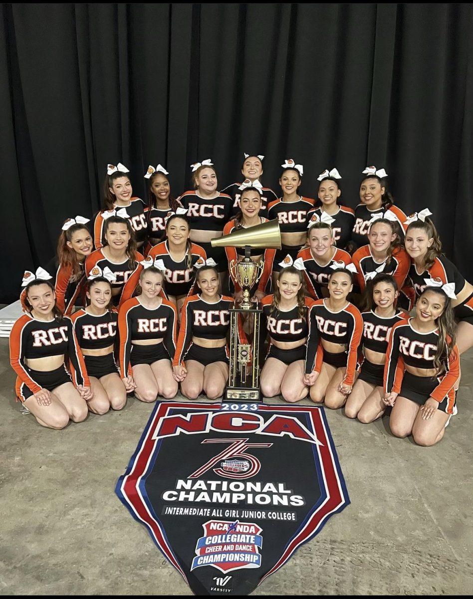 The RCC cheer team celebrates its National Championship. Photo courtesy of Destiny Rodriguez.