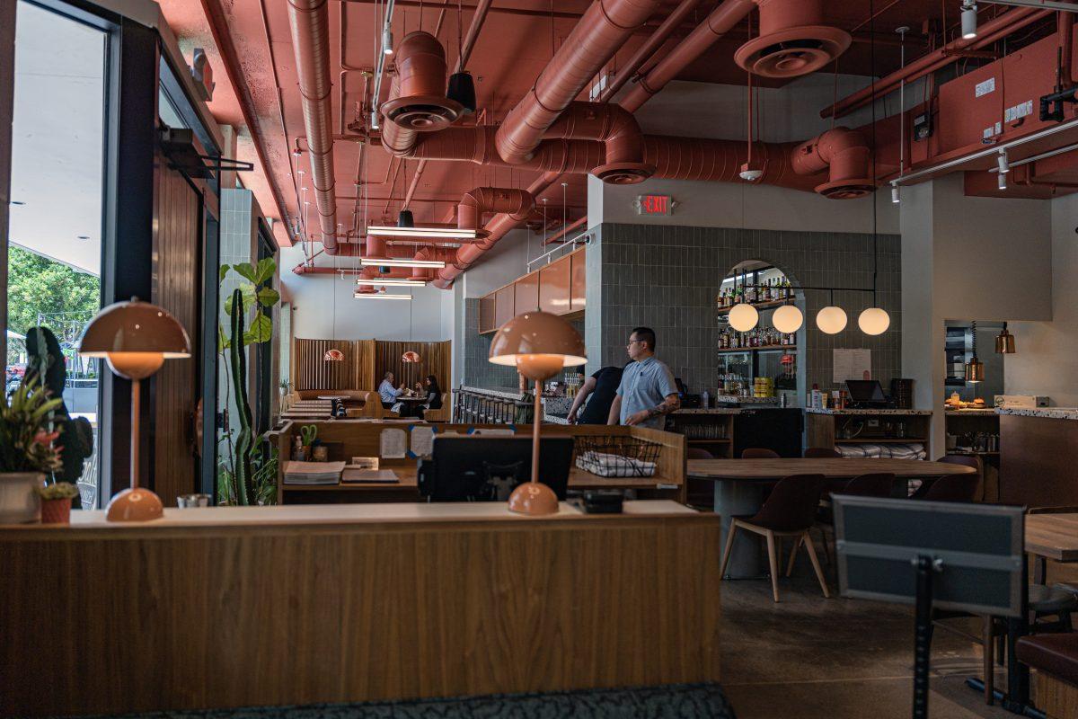 Industrial meets mid-century modern in the open and comfortable interior space of the Salted Pig on May 24.

Photo by Stephen Day, Viewpoints.