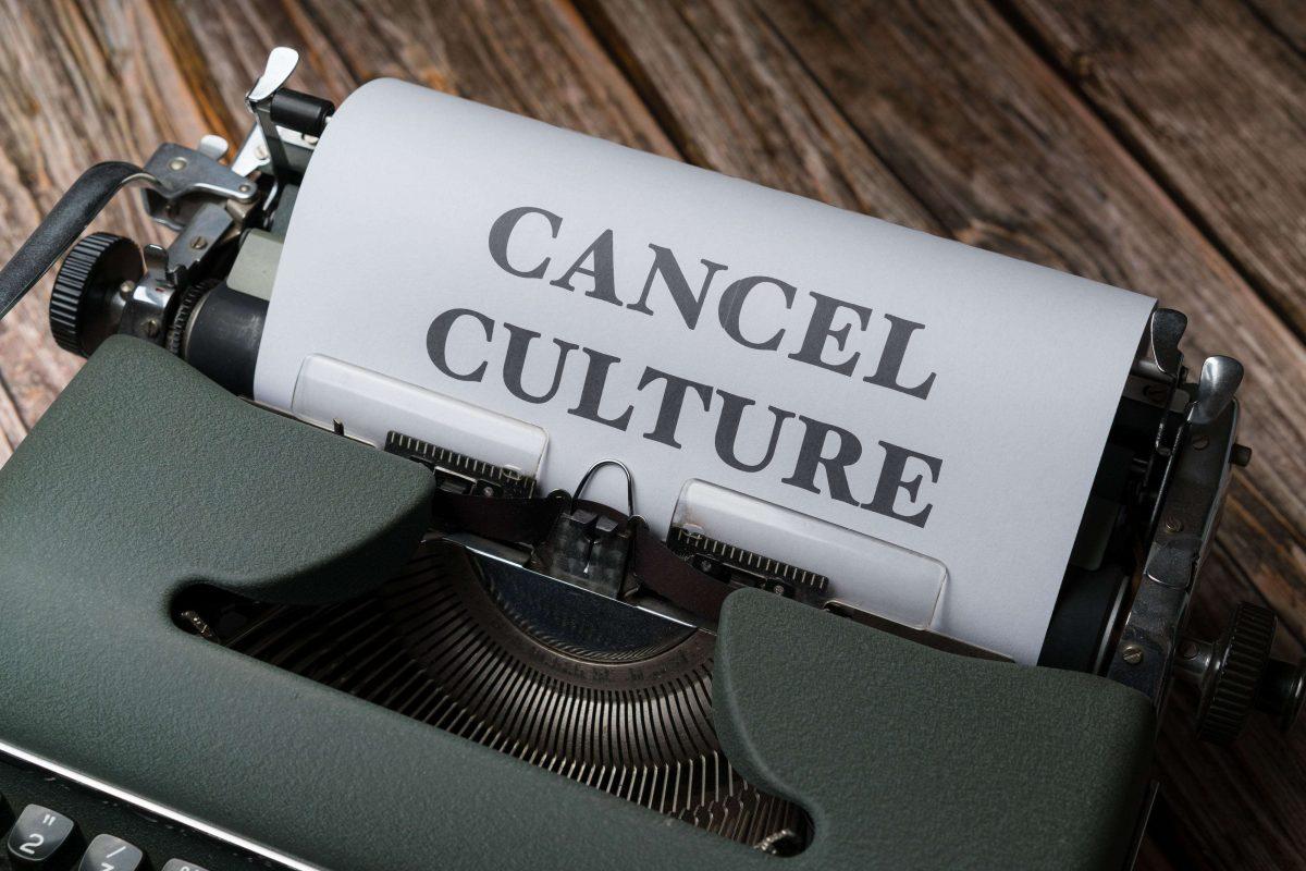 The words "cancel culture" being typed out on a typewriter. Photo courtesy of Pexels.com