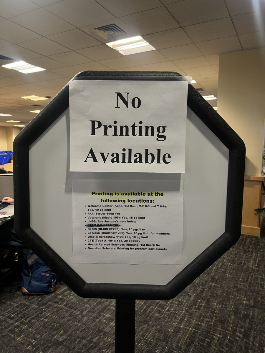 Photo of sign that says No Printing Available.