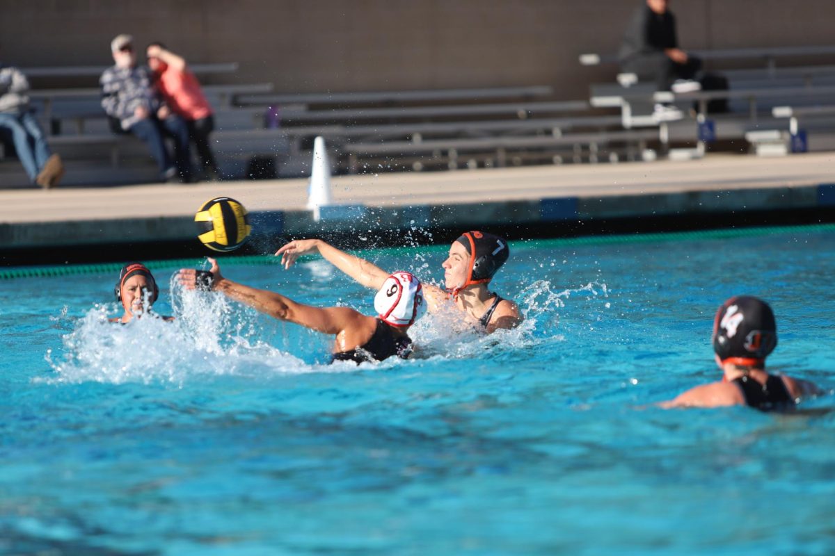 Nicole Robertson,#7, from Riverside City College Women's Water Polo scores against Long Beach Woman's Water Polo in the 3rd quarter on Oct. 19.