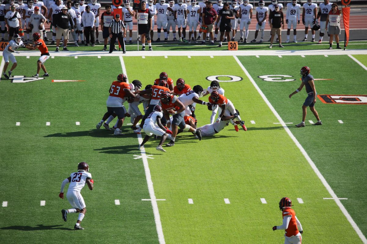 Riverside City College football team holds a scrimmage at Wheelock Stadium vs. Mt. San Antonio College on Aug. 25.