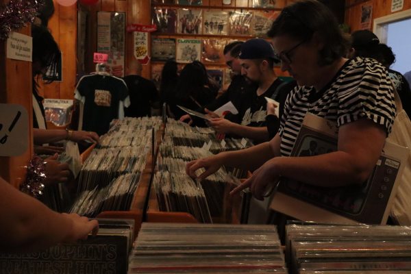 People perusing records