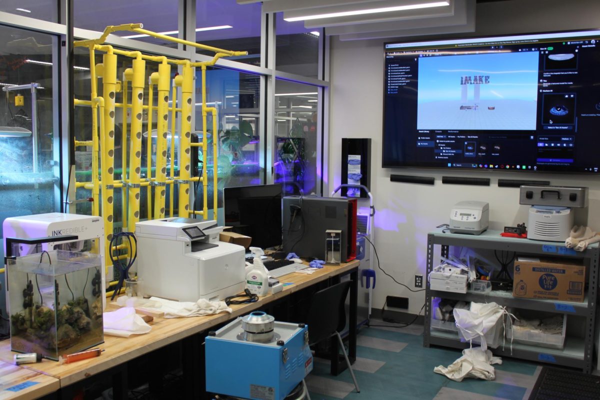 Students this semester created a self-automated watering system to water each plant inside the center.