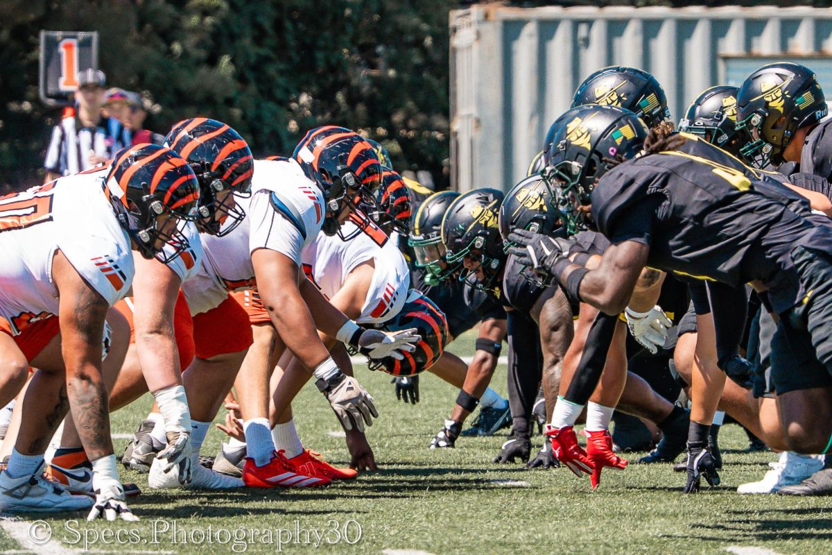 Riverside City College lined up against Golden West College in Huntington Beach on Sept. 6. 