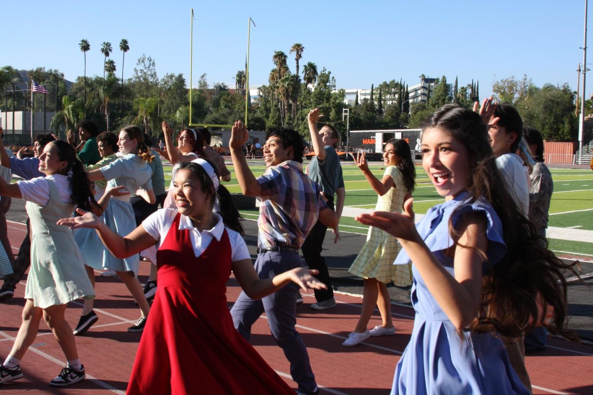 The Riverside City College Theater performing their 50s performance during the pep rally on Sept. 24.