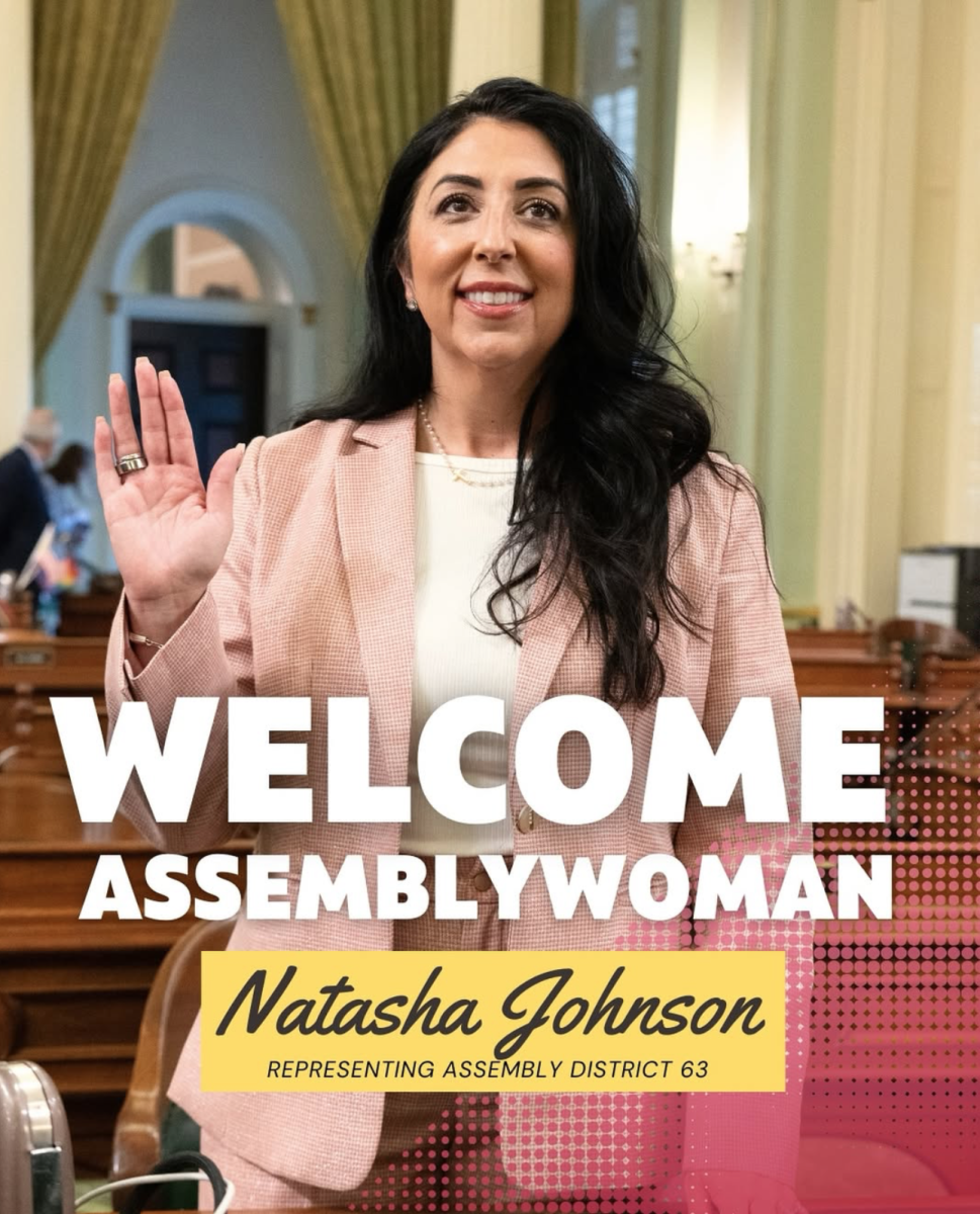Natasha Johnson being sworn in as the assemblywoman for California’s 63rd Assembly District.
