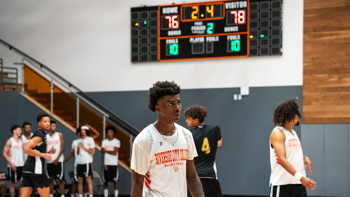 The Riverside City College Men's Basketball team falls short of a victory in well fought pre-season scrimmage against against Southwestern on Oct. 9, 2025. 