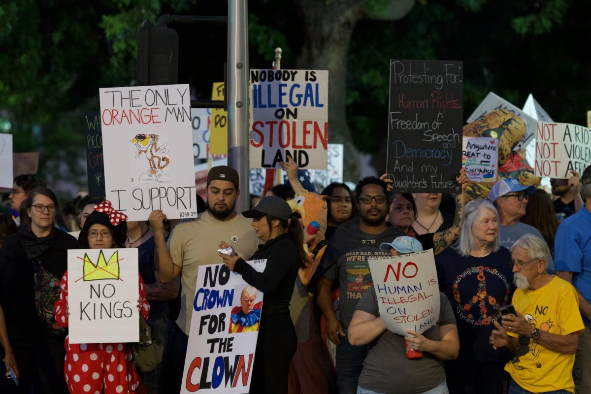 Inland Empire residents fill the  Riverside streets to protest at the No Kings event on Oct. 18. 
