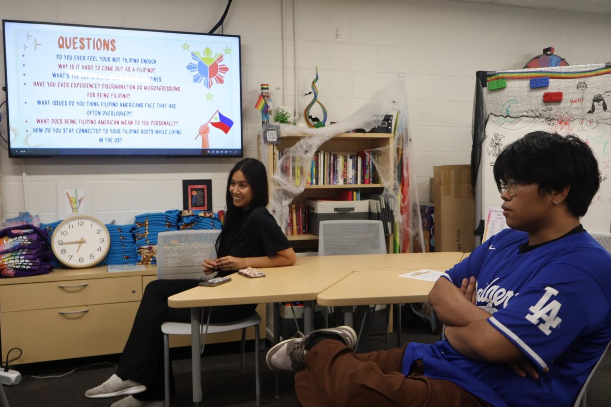 Jo Cruz and Bryelle Deseo, Asian Pacific Student Union panelist for the Rainbow Engagement Center Filipino American Discussion Oct.21.