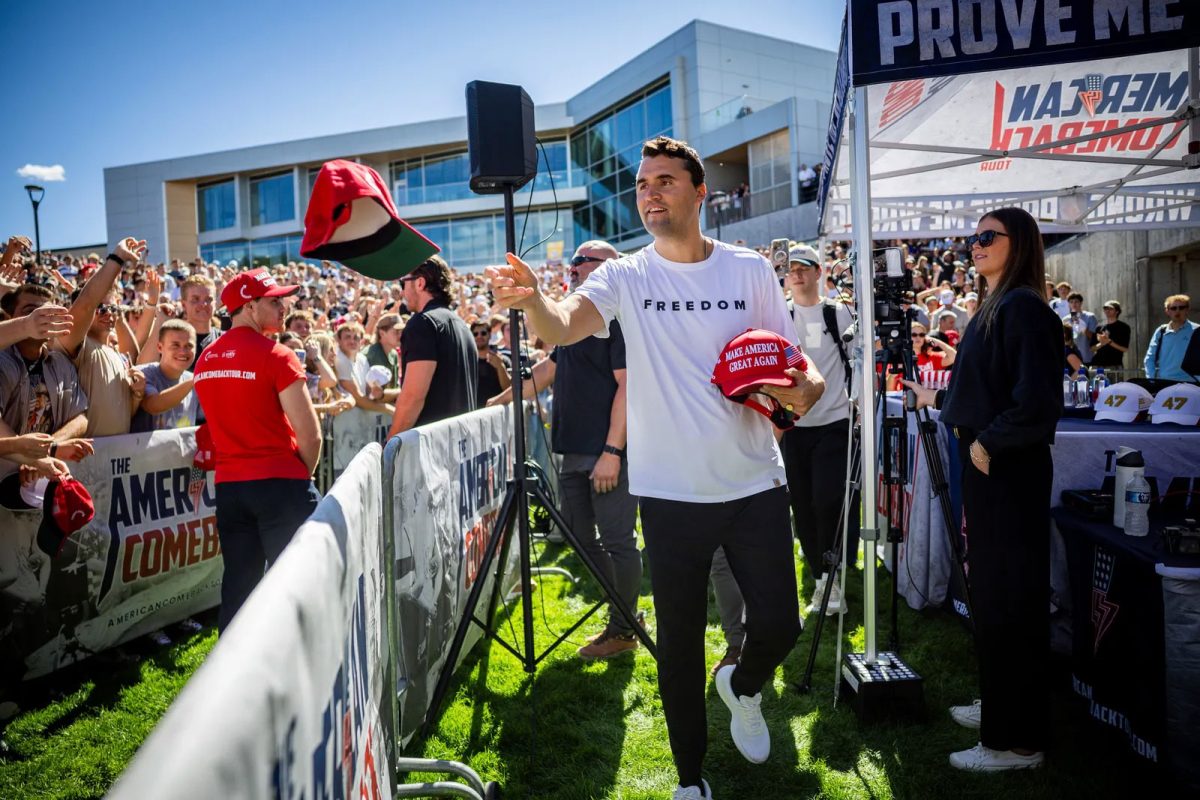 Charlie Kirk at Utah Valley University in Orem, Utah, on Sept. 10.