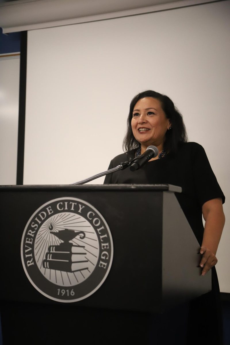 Star Rivera-Lacey speaks at a forum during her run for deputy chancellor and provost on Oct. 15 at Riverside City College.