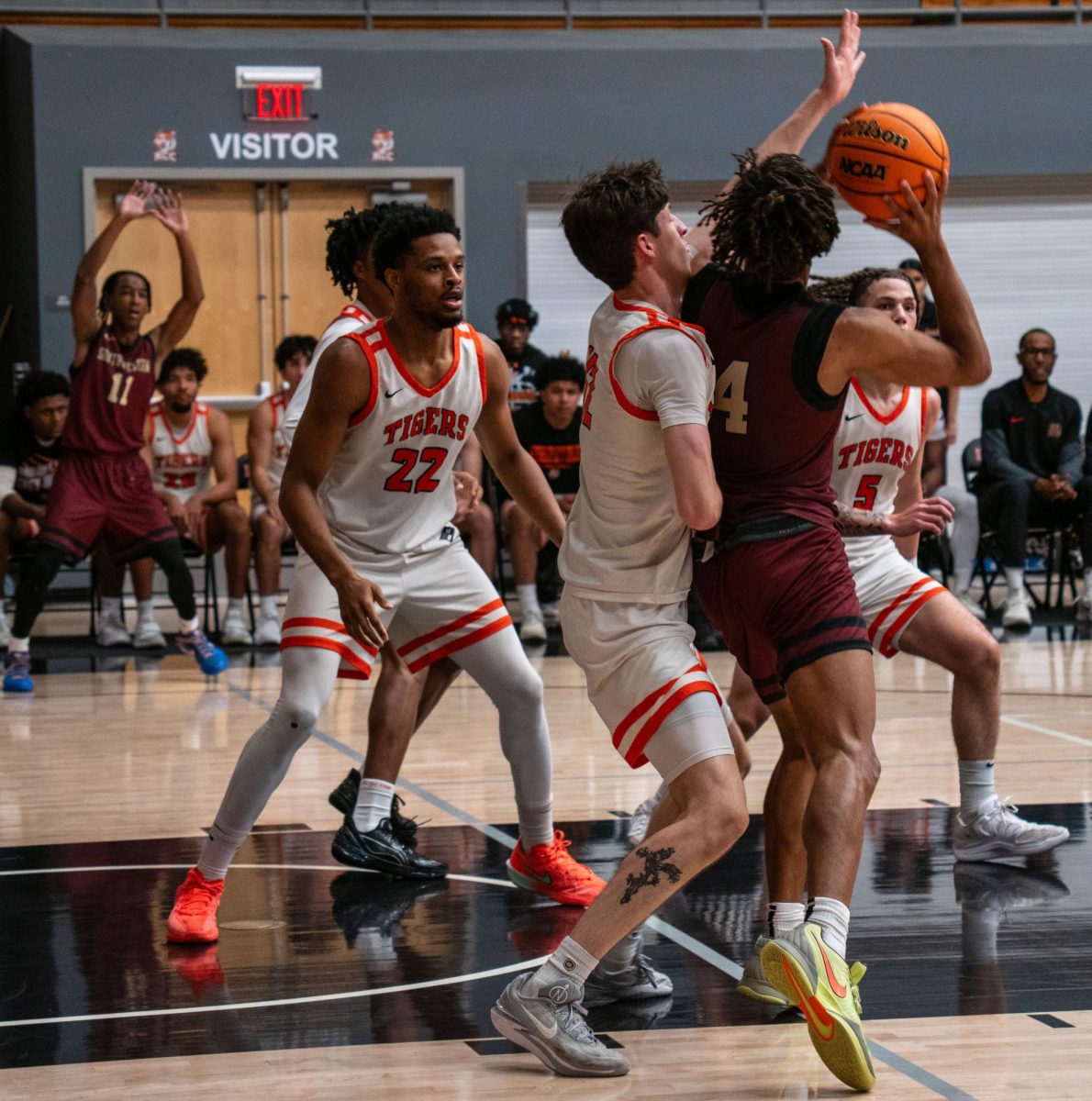 Riverside City College works to get a defensive stop against the opposing Southwestern College players in the first round of playoffs on Feb. 25.
