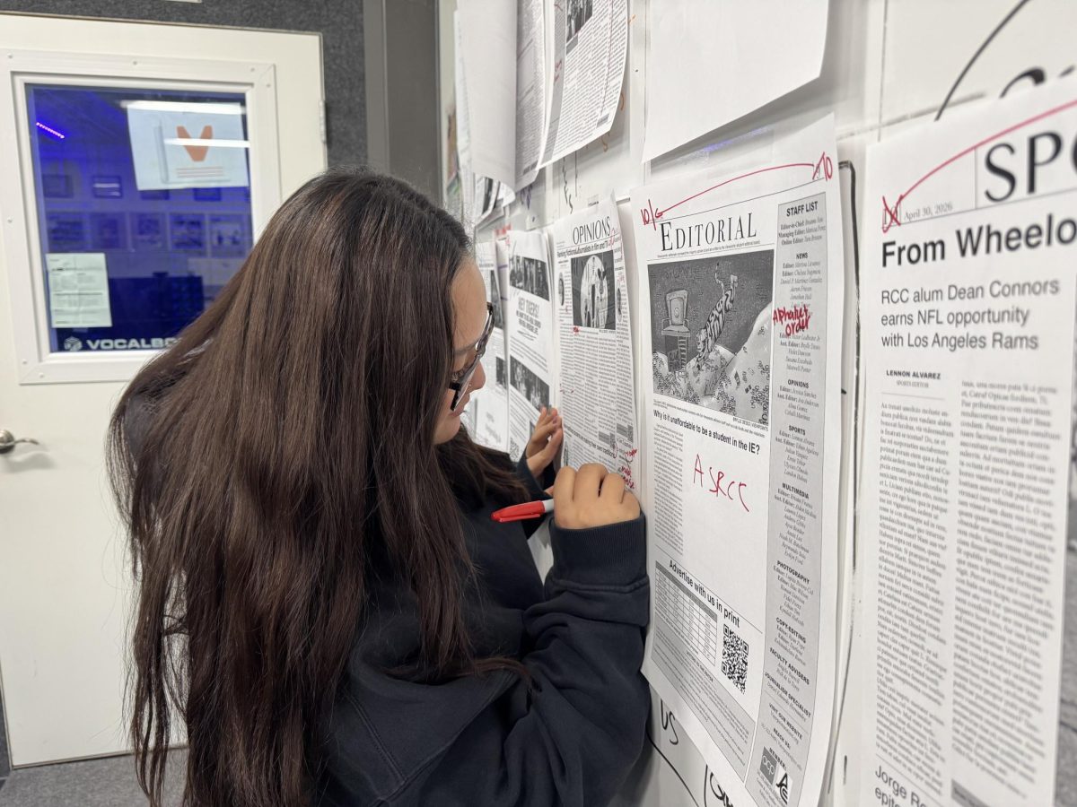 Viewpoints Editor-in-Chief Breanne Soto copyedits the final issue of the spring semester on May 26.